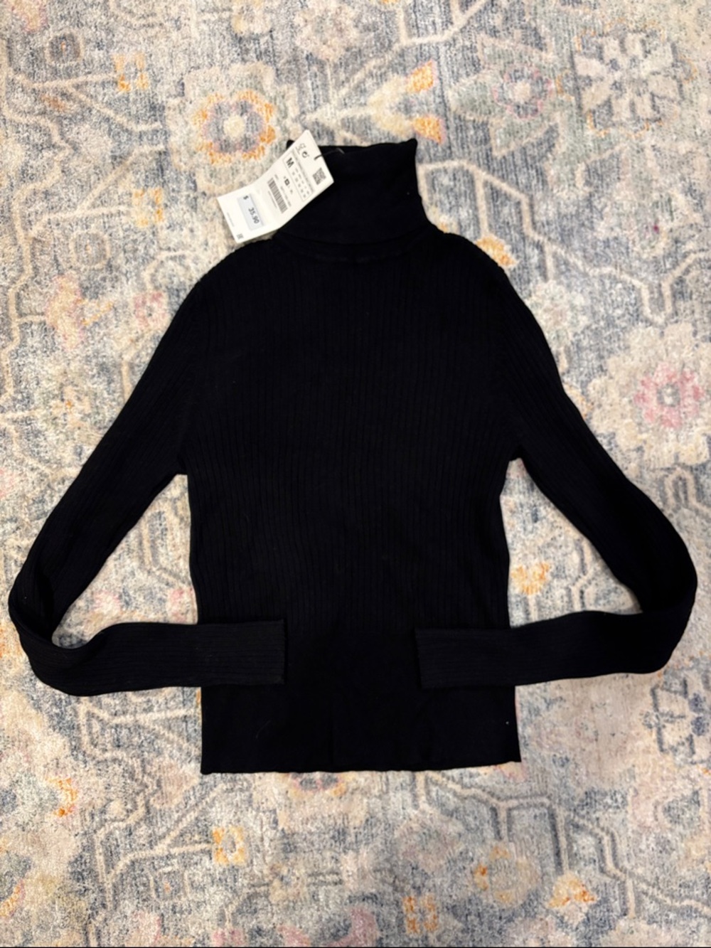 Zara Black Ribbed Turtleneck Sweater